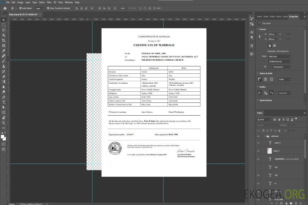 Australie Modèle de certificat de mariage du Territoire de la capitale australienne dans Word template